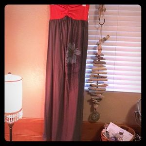 Rewind Hawaiian Flower Strapless Maxi! Size Large